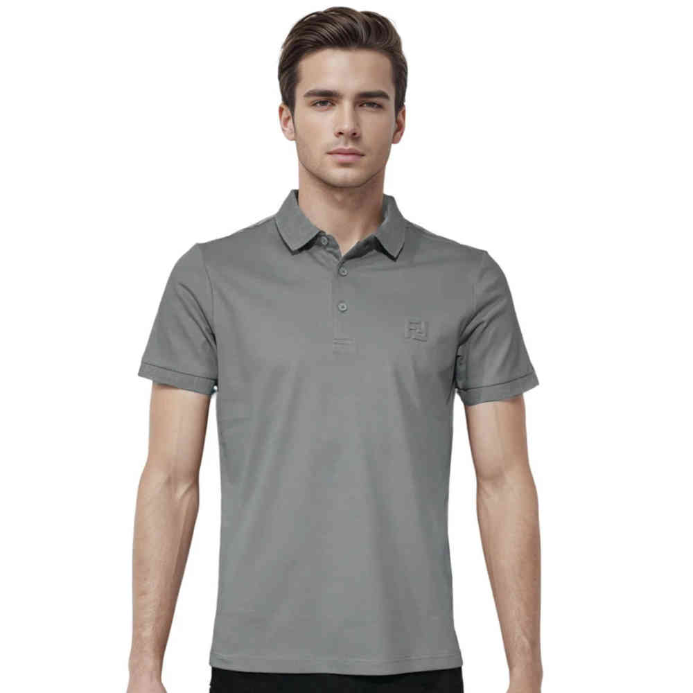 Grey Fendi Embossed logo Black Premium Quality T-shirt