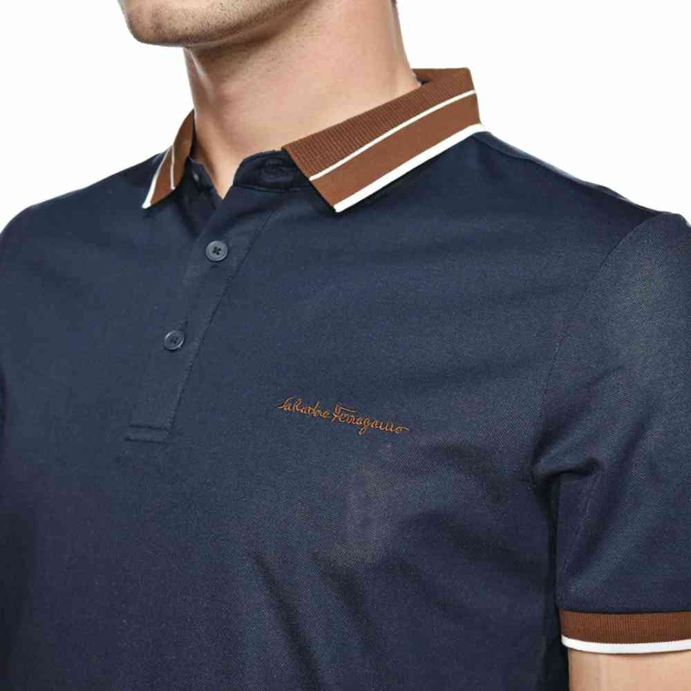 Salvatore Ferragamo Embroidered logo Navy Blue T-shirt-2