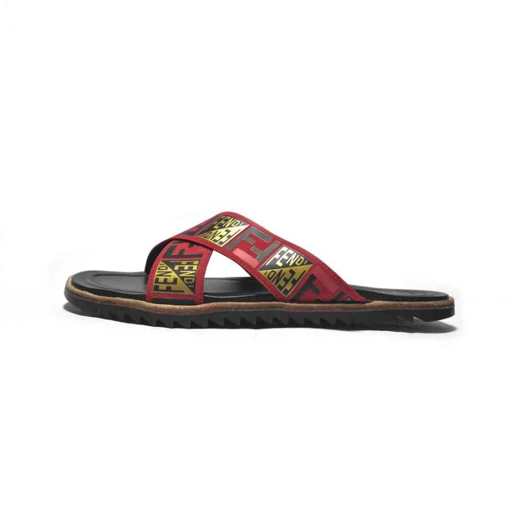 Fendi Red Premium Quality Men's Flip-Flops-1