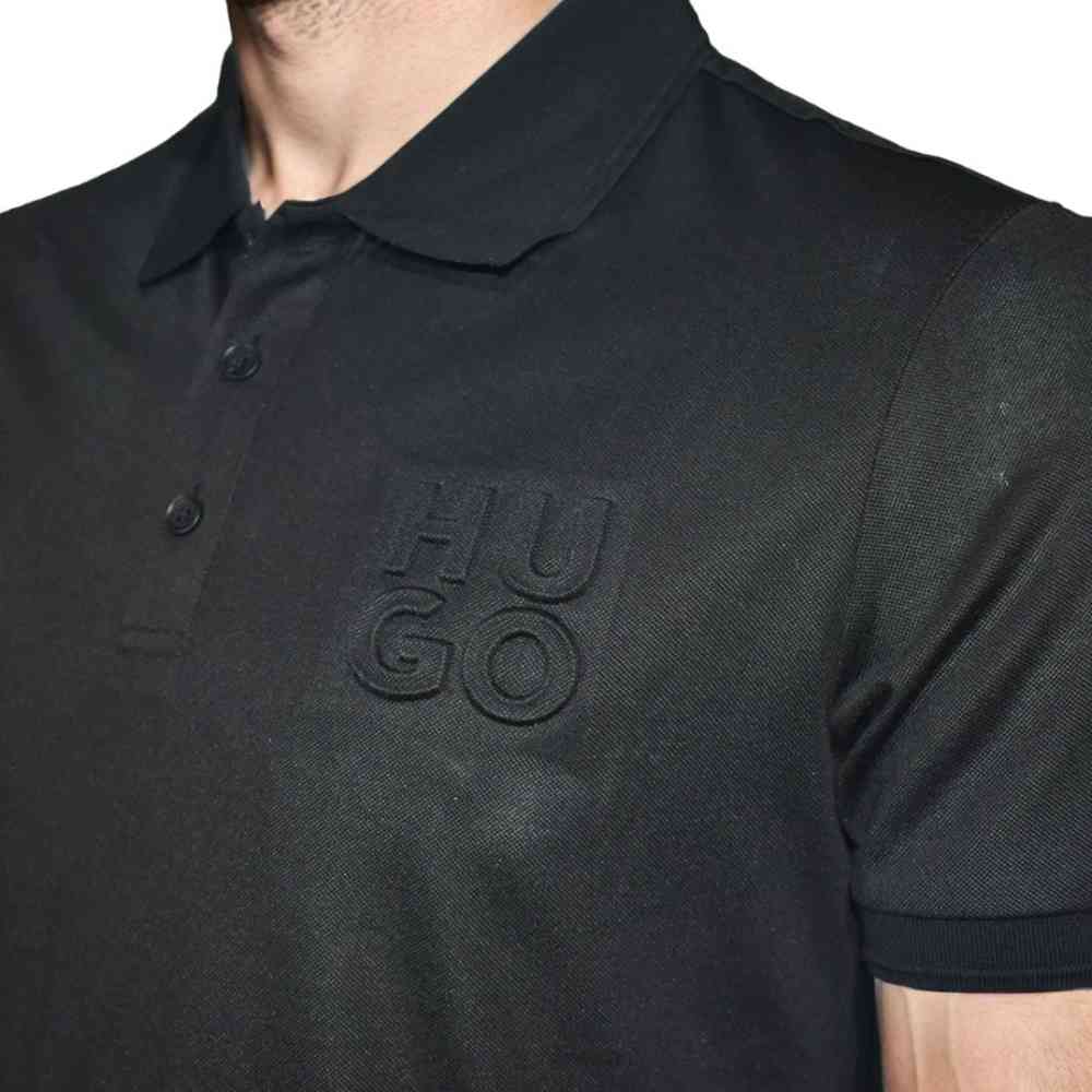 HUGO BOSS Black Embossed Stacked Logo T-shirt-thumb-2