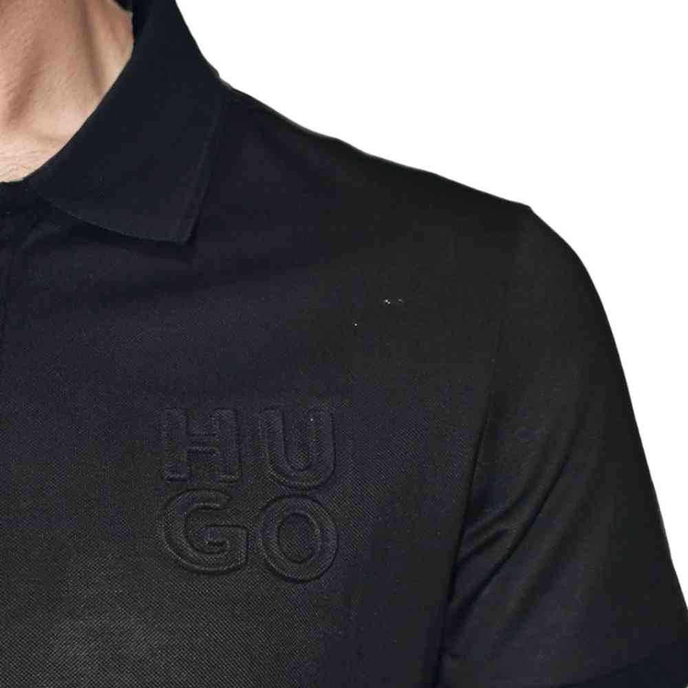 HUGO BOSS Black Embossed Stacked Logo T-shirt-thumb-4