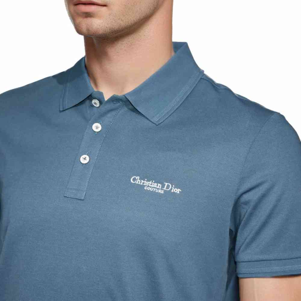 Christian Dior Embroidered logo Blue Premium T-shirt-2