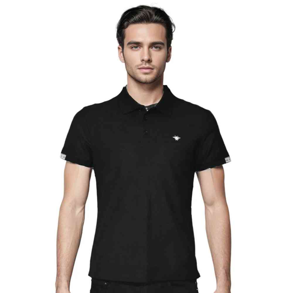 Black Dior Bee Embroidered Pink Premium Polo T-shirt