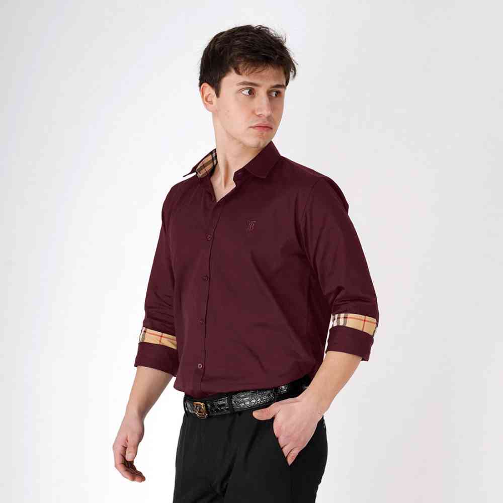 Burberry Wine Premium Quality Shirt-4