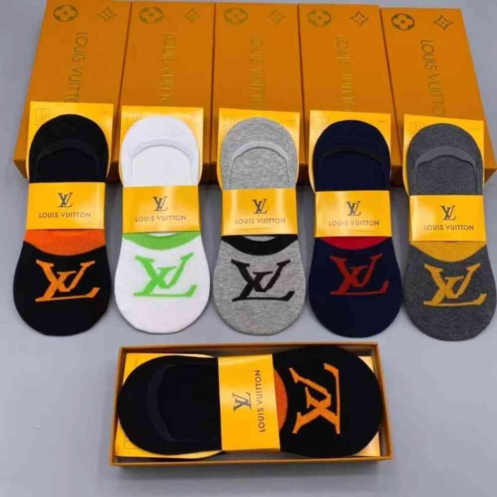 Louis Vuitton Premium Quality No Show Socks - Pack of 5-thumb-0
