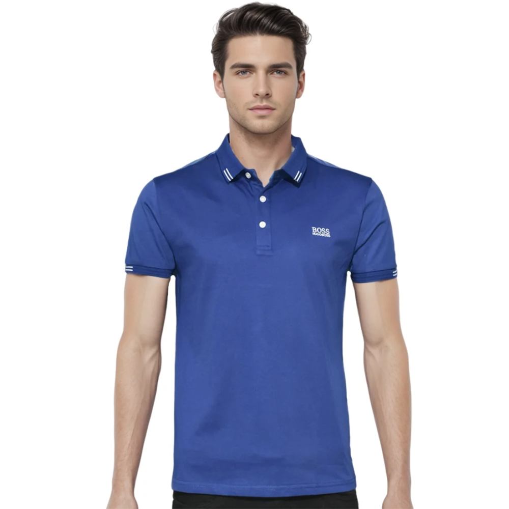 Navy Blue Boss Black Premium Quality Half Sleeve Polo T-shirt