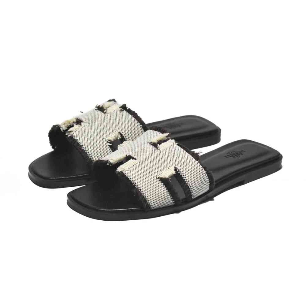 Black Hermes Red Premium Quality Women's Flat Sandals