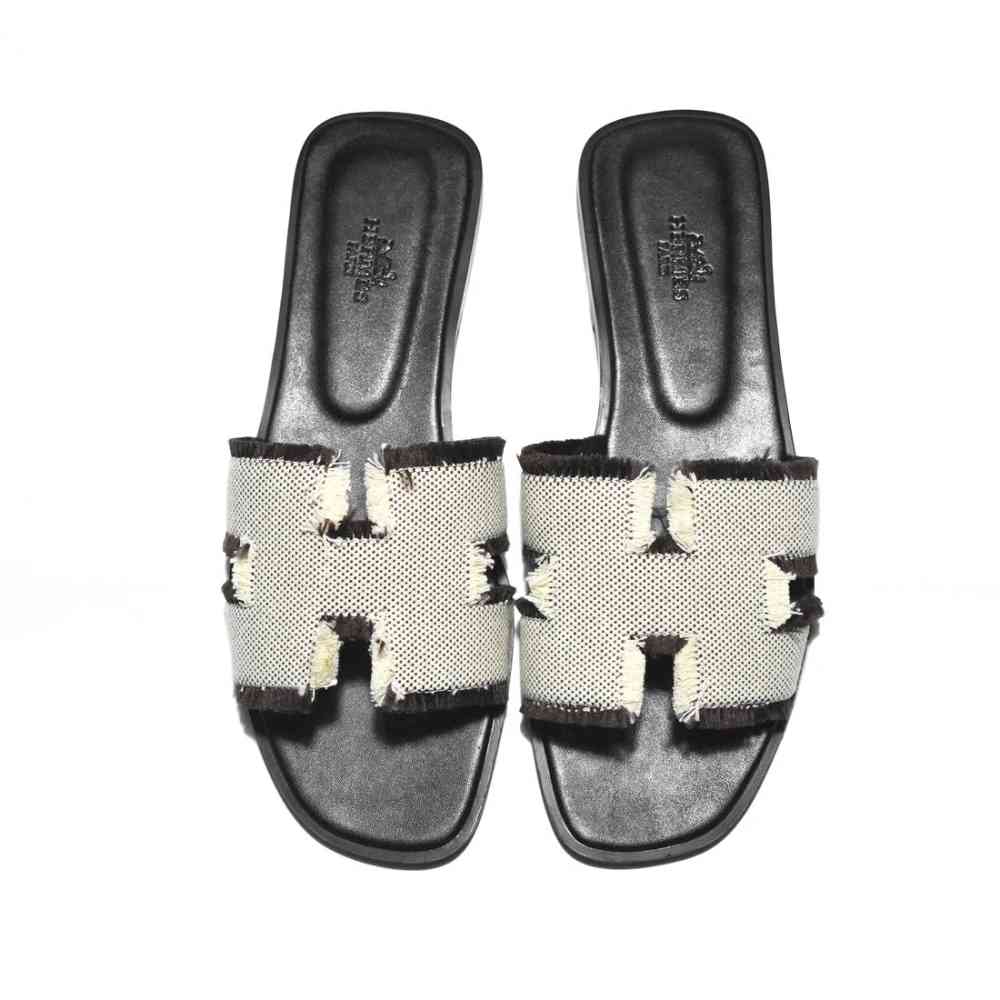 Hermes Black Premium Quality Women's Flat Sandals-thumb-5