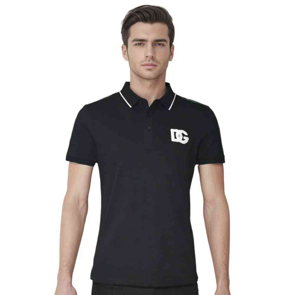 Black Dolce & Gabbana Embroidery logo Navy Blue Premium T-shirt