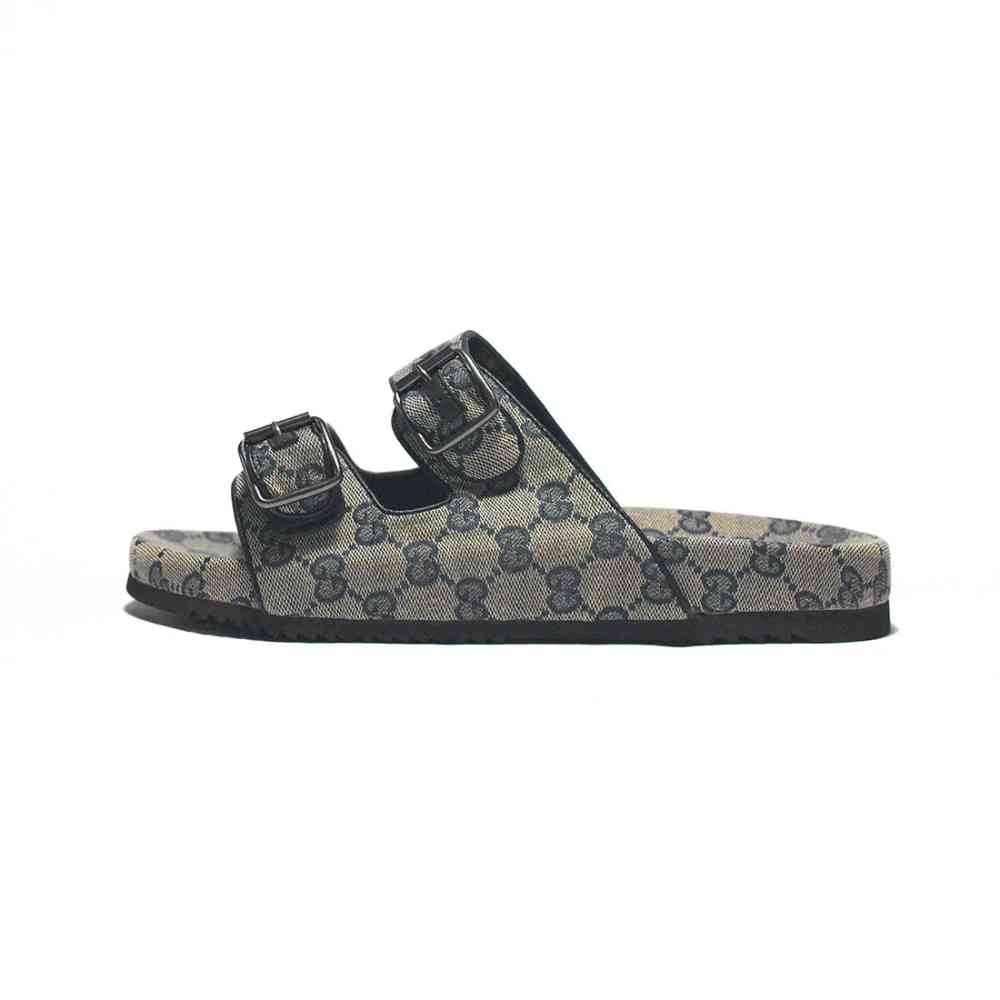 Gucci GG Canvas Cream & Black Mens Flip-flops-thumb-1