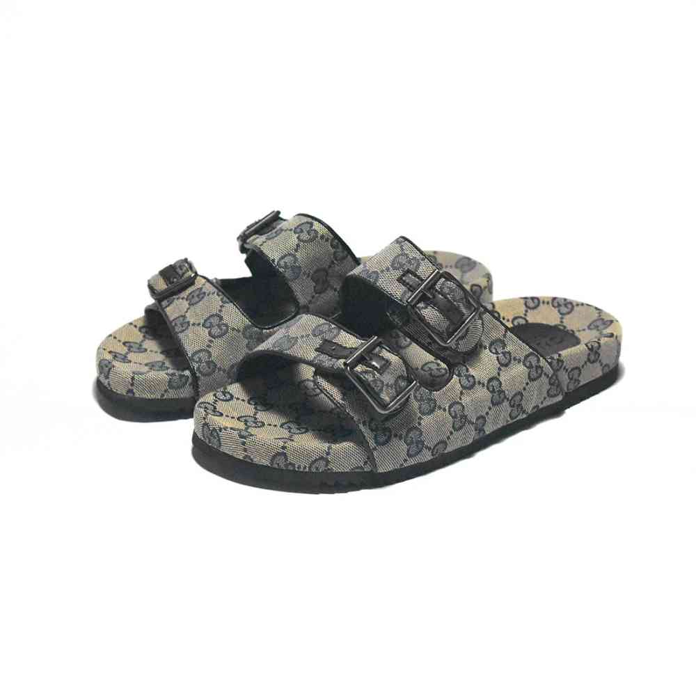 Gucci GG Canvas Cream & Black Mens Flip-flops-thumb-0