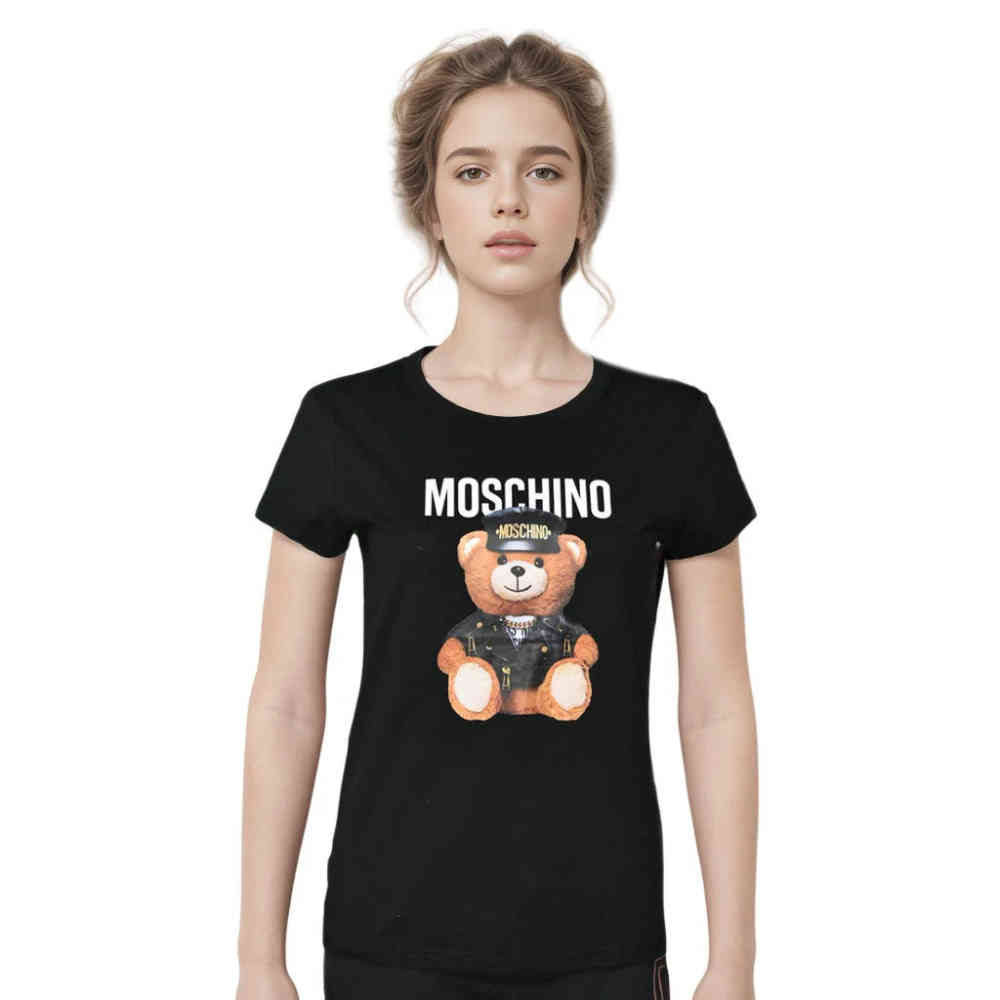 Black Moschino Pink Premium Quality Women T-shirt