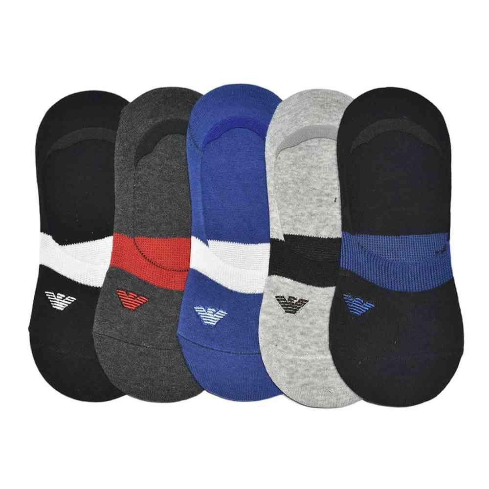 Embroidered logo Premium No Show Socks - Pack of 5 Emporio Armani Embroidery logo Premium No Show Socks - Pack of 5