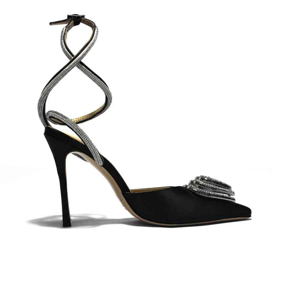 Mach & Mach Heart Printed Black Pencil Heels Sandals-thumb-1