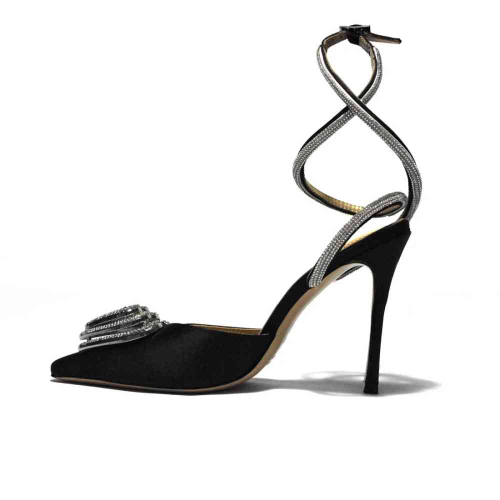 Mach & Mach Heart Printed Black Pencil Heels Sandals-thumb-2