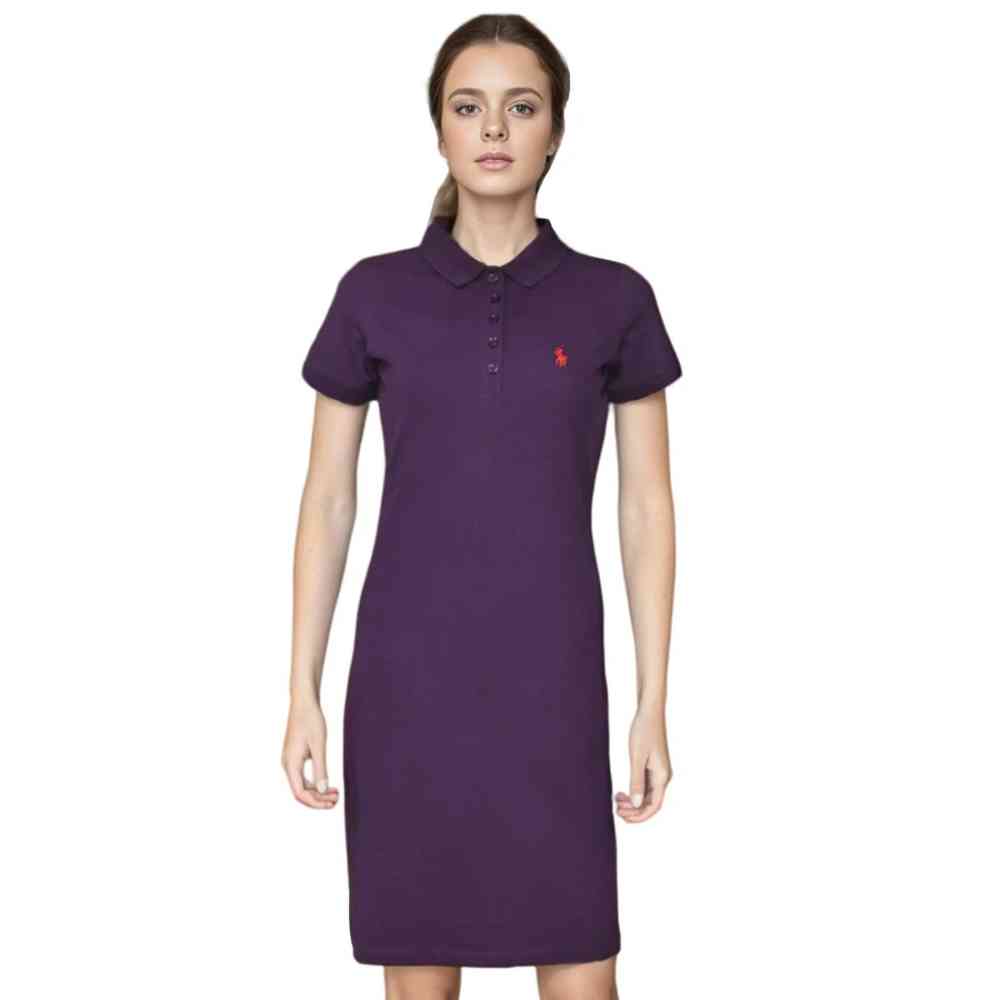 Ralph Lauren Embroidery Logo Dark Purple Premium Dress-1