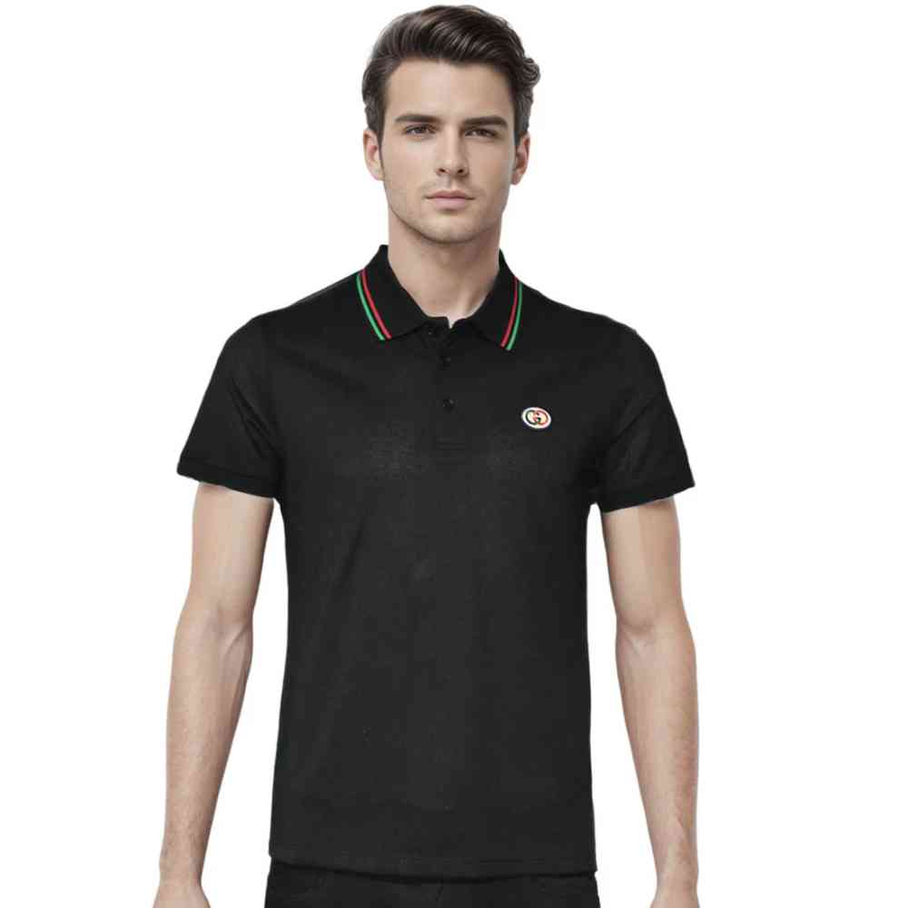 Black Gucci Red Premium logo Embroidered T-shirt