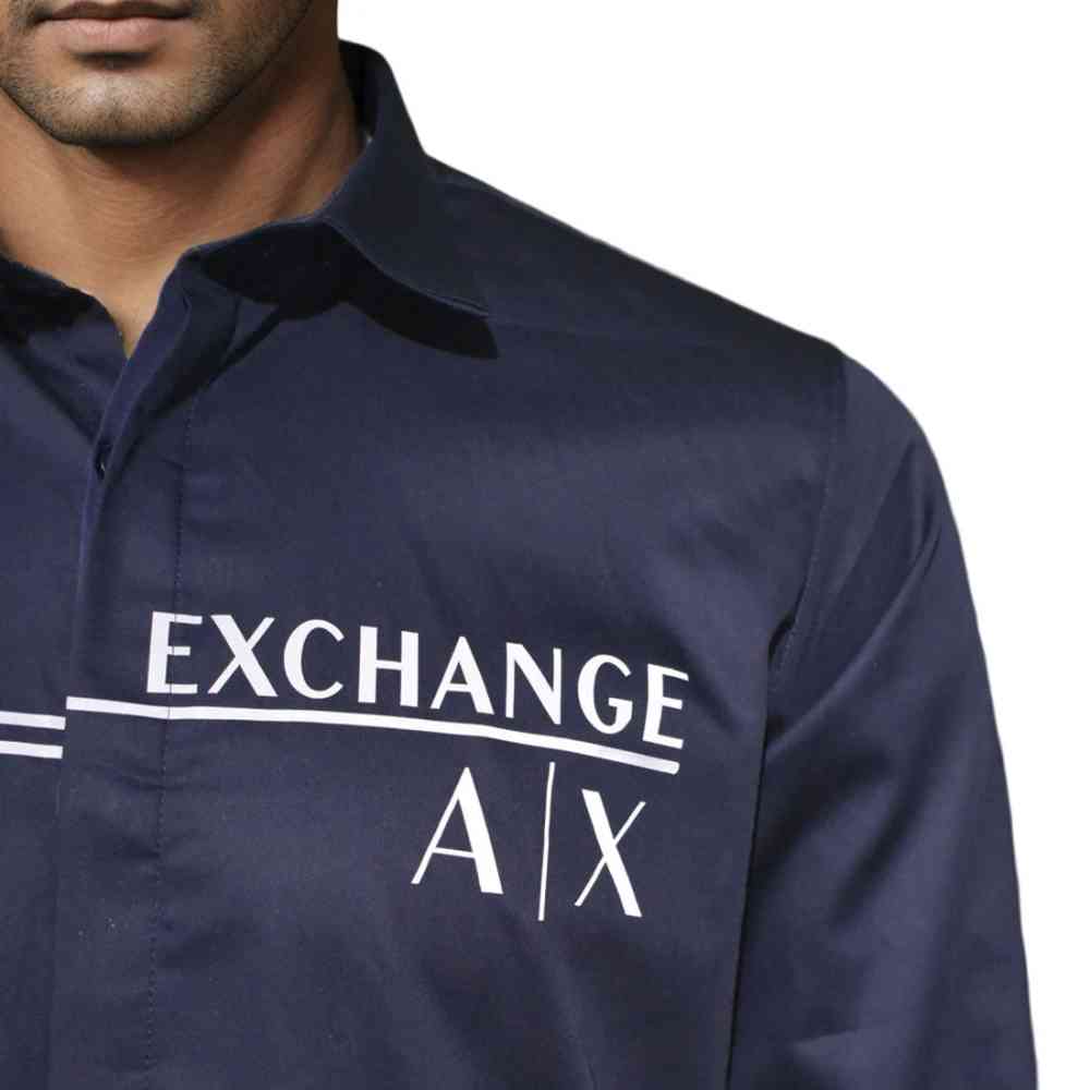 Armani Exchange Printed Navy Blue Premium Quality Men's Shirt-5