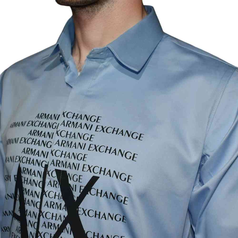 Armani Exchange Sky Blue Premium Quality Full Sleeve Shirt-2