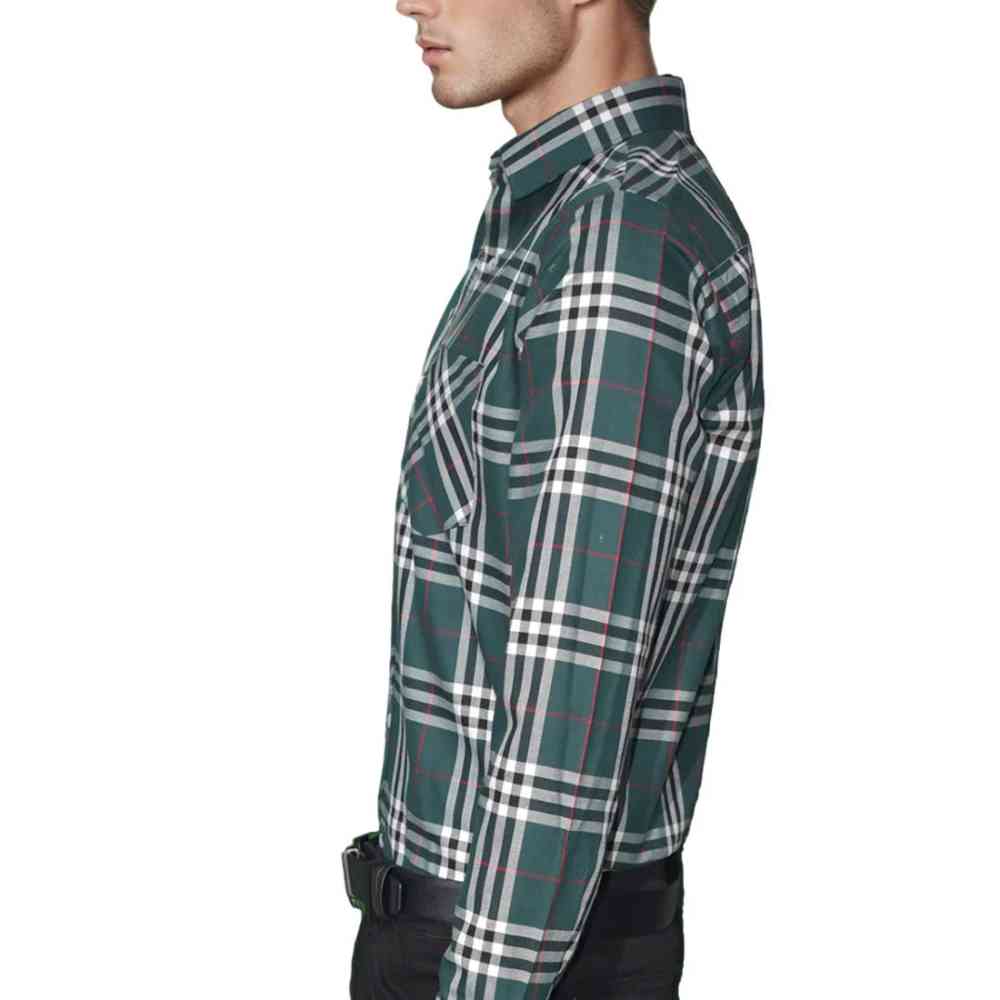 Burberry Green Premium Quality Men's Check Shirt-3
