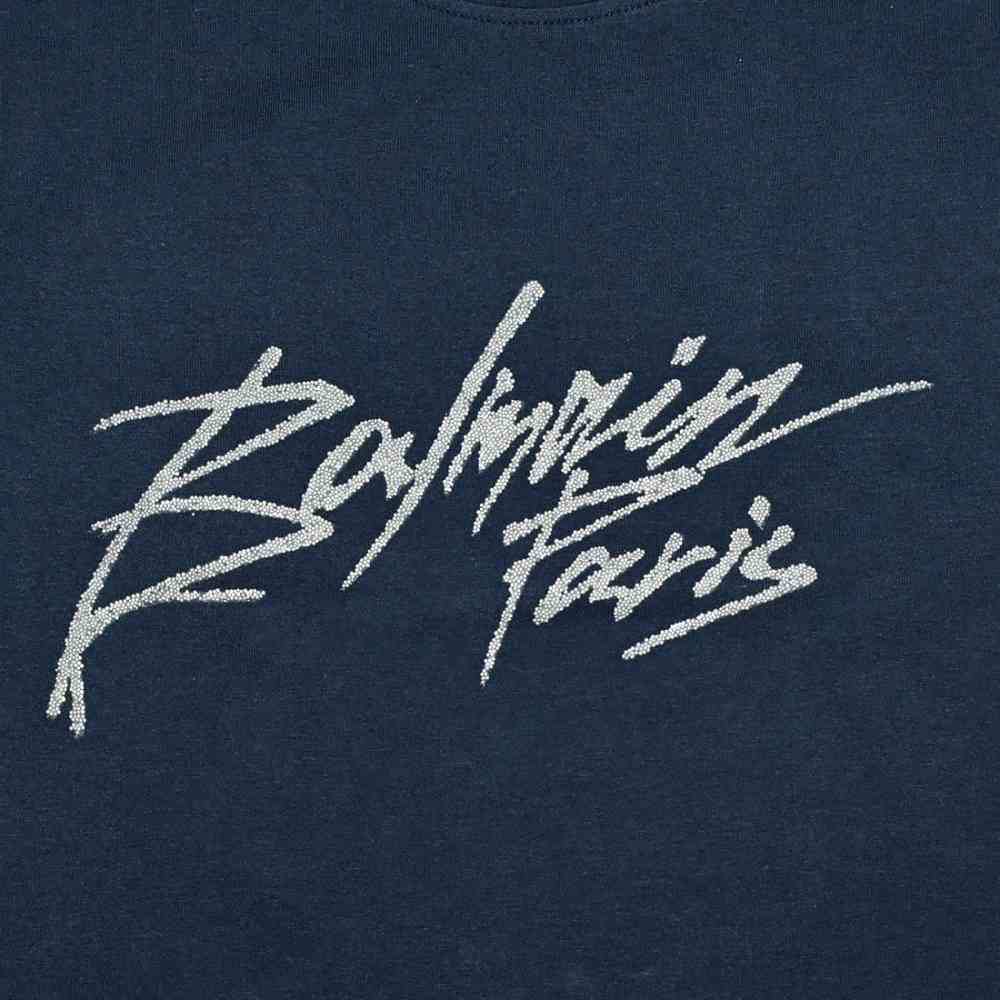 Balmain Dark Blue Premium Quality Women T-shirt-thumb-3