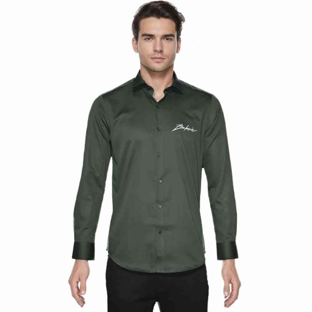 Balmain Green Premium Quality Slim Fit Formal Men's Shirt-6