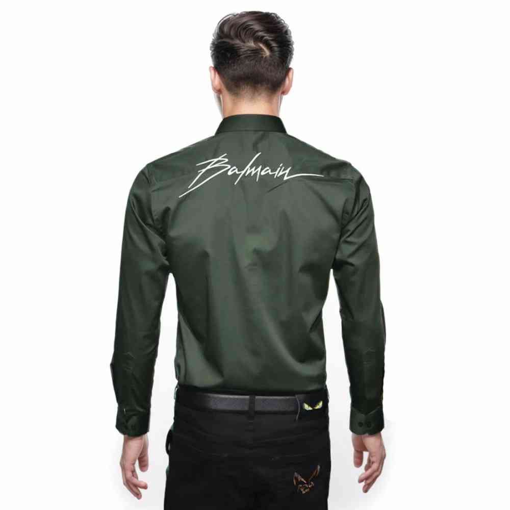 Balmain Green Premium Quality Slim Fit Formal Men's Shirt-1