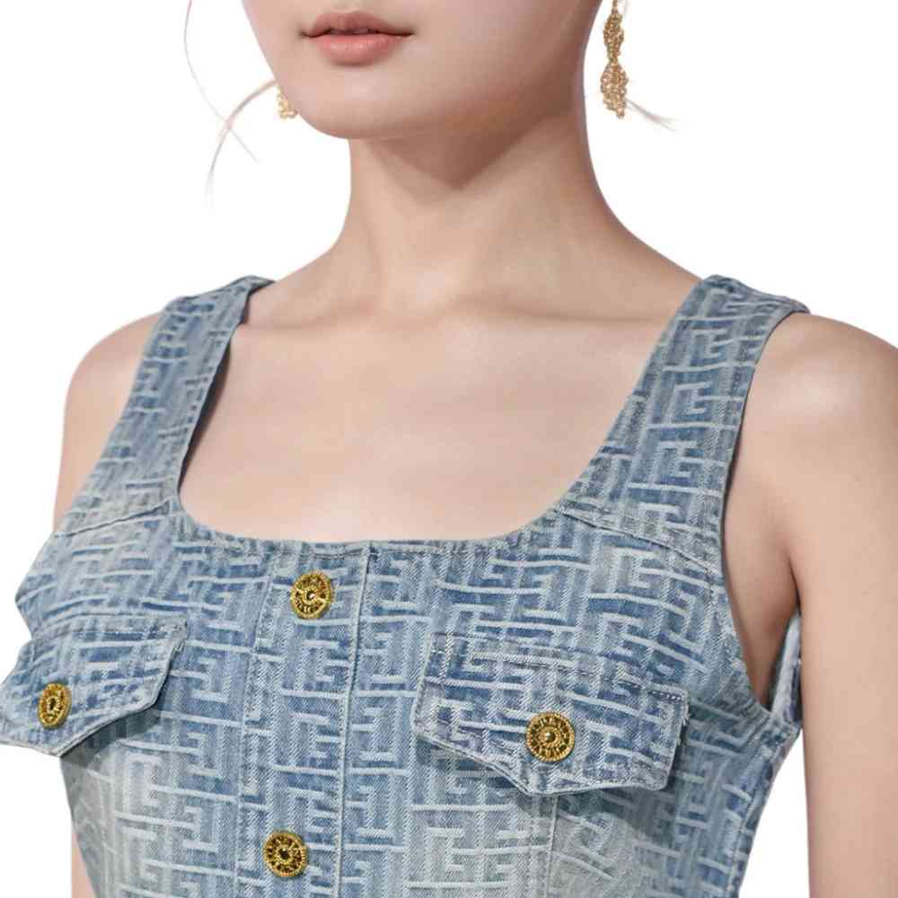 Balmain Paris Blue Premium Quality Dress-3