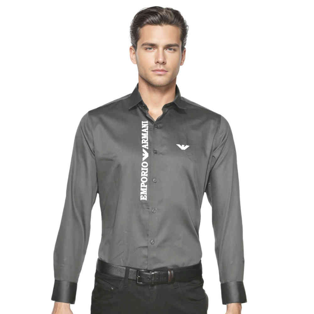 Grey Emporio Armani White Premium Logo Print Shirt