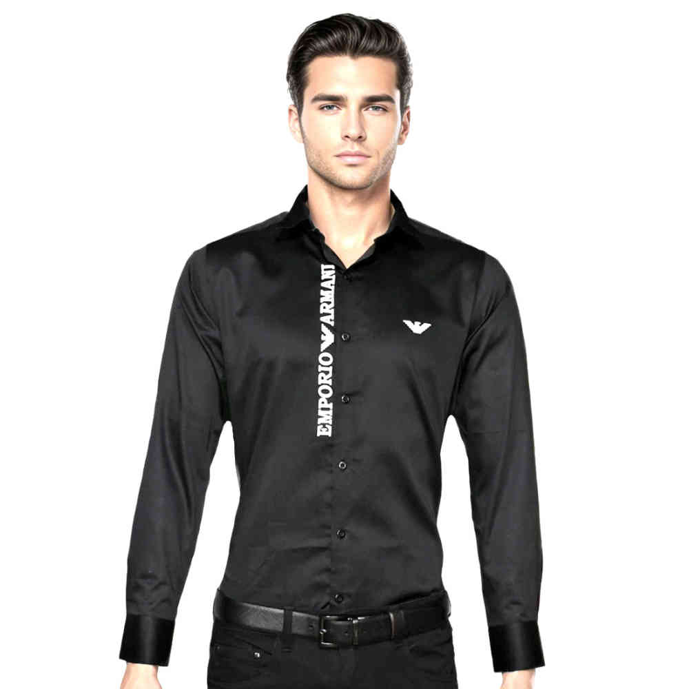 Black Emporio Armani White Premium Logo Print Shirt