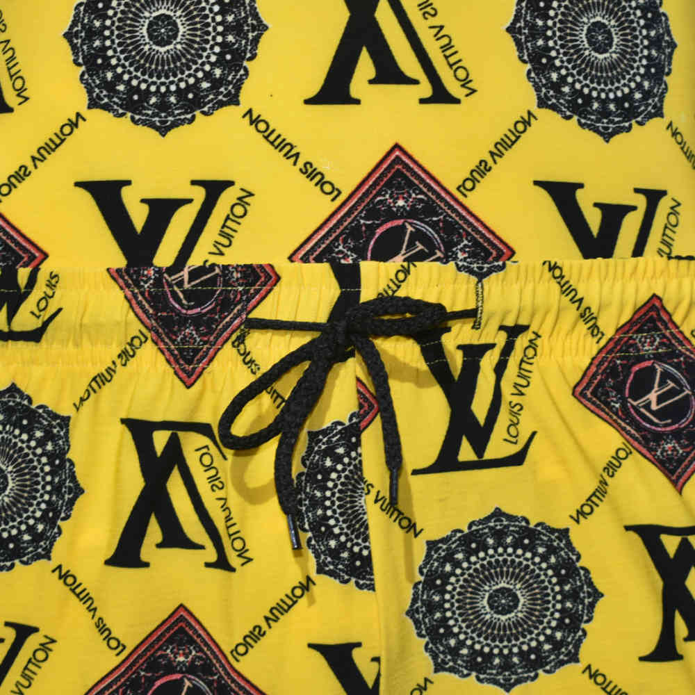 Louis Vuitton Logo Print Yellow Monogram Shirt & Shorts Combo-3