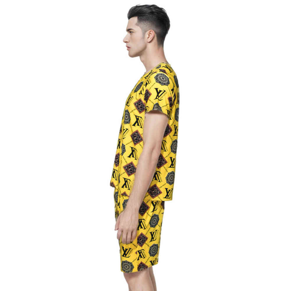 Louis Vuitton Logo Print Yellow Monogram Shirt & Shorts Combo-2