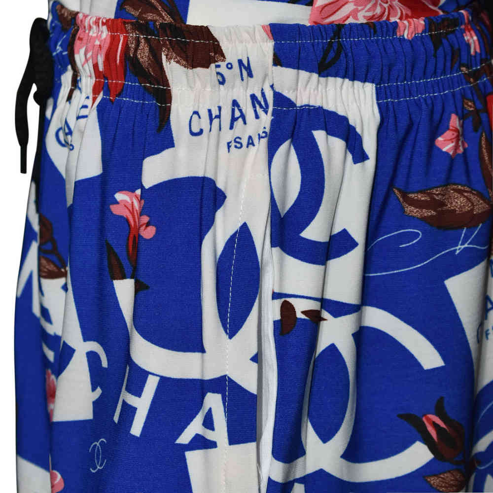 Chanel Floral Logo Print Blue Premium Shirt & Shorts Combo-3