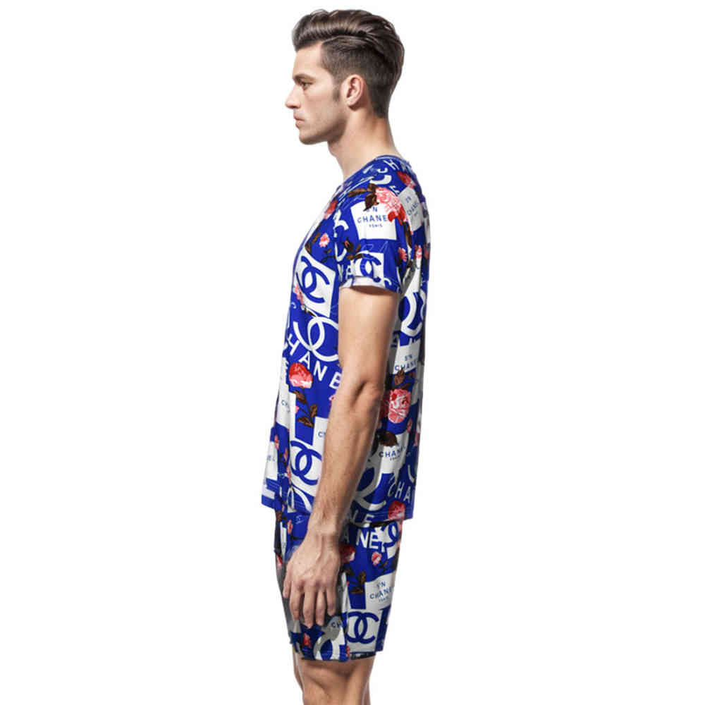 Chanel Floral Logo Print Blue Premium Shirt & Shorts Combo-2