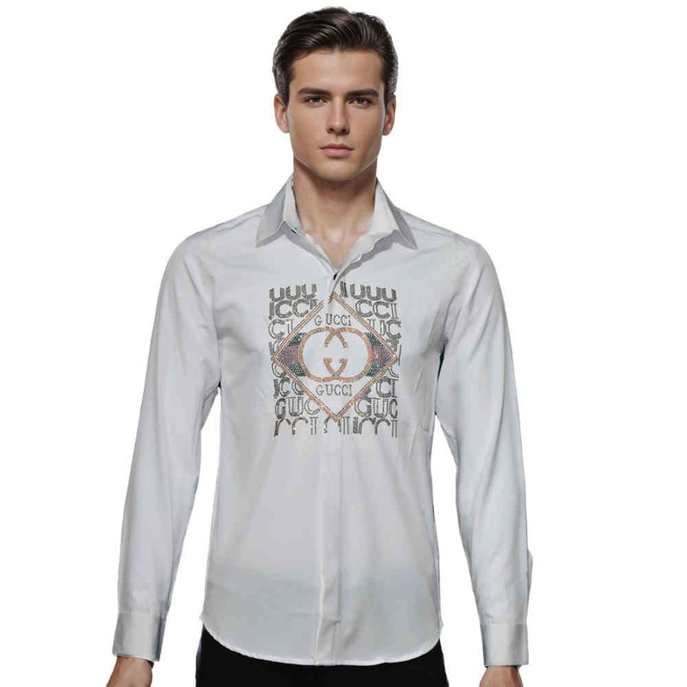 White Gucci Black Glitter Stone Shirt
