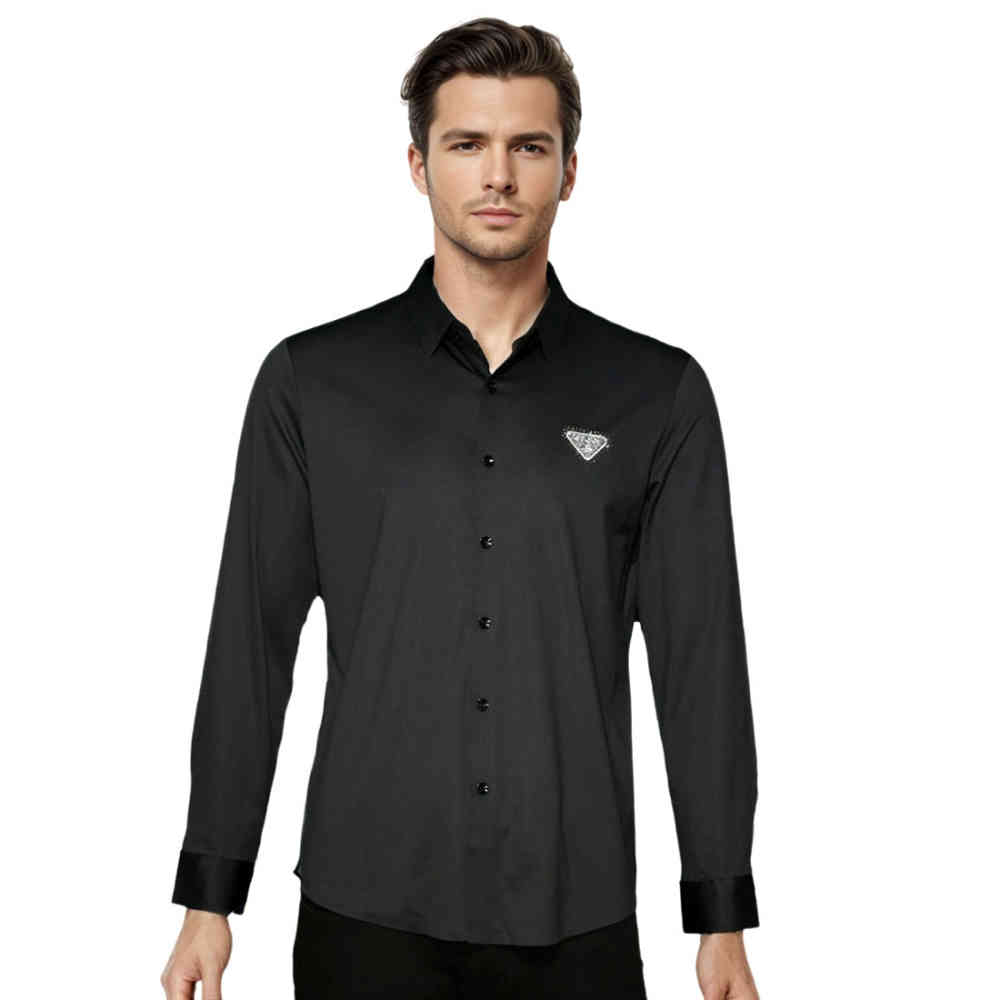 Black Gucci Grey Embroidered Logo Premium Quality Shirt