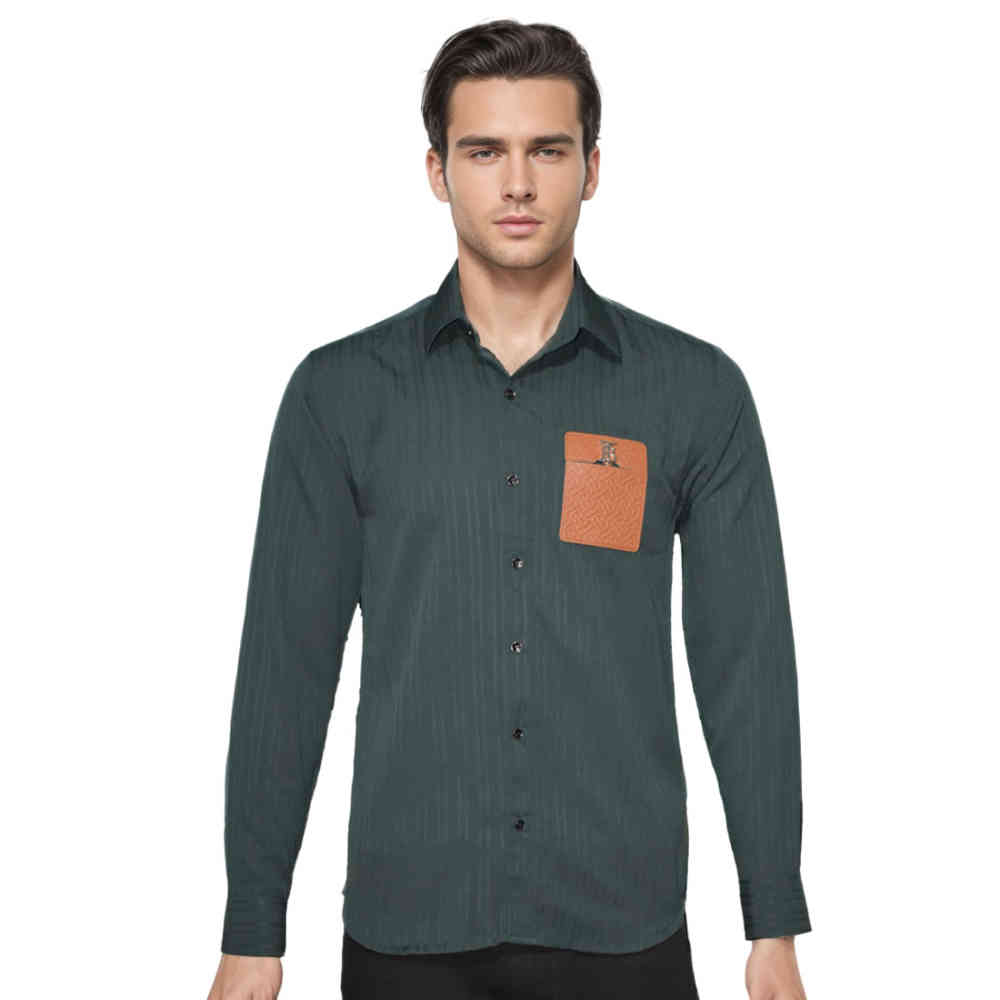 Green Burberry Embossed Pocket Logo Black Premium Quality Shirt