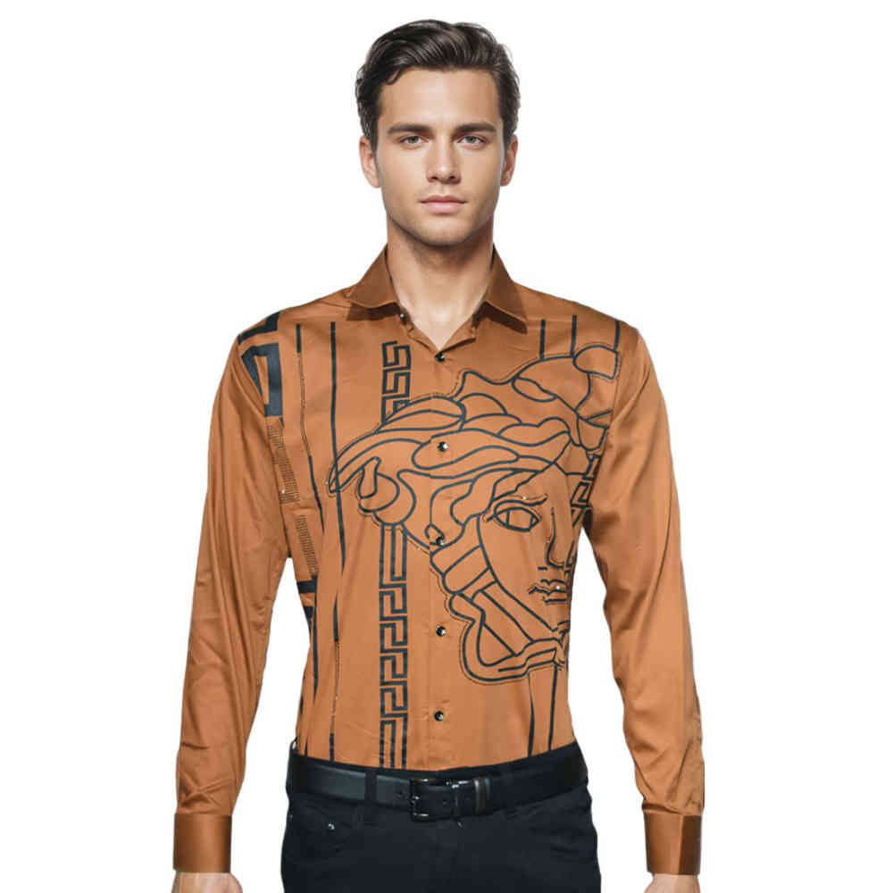 Brown Versace White Premium Quality Shirt