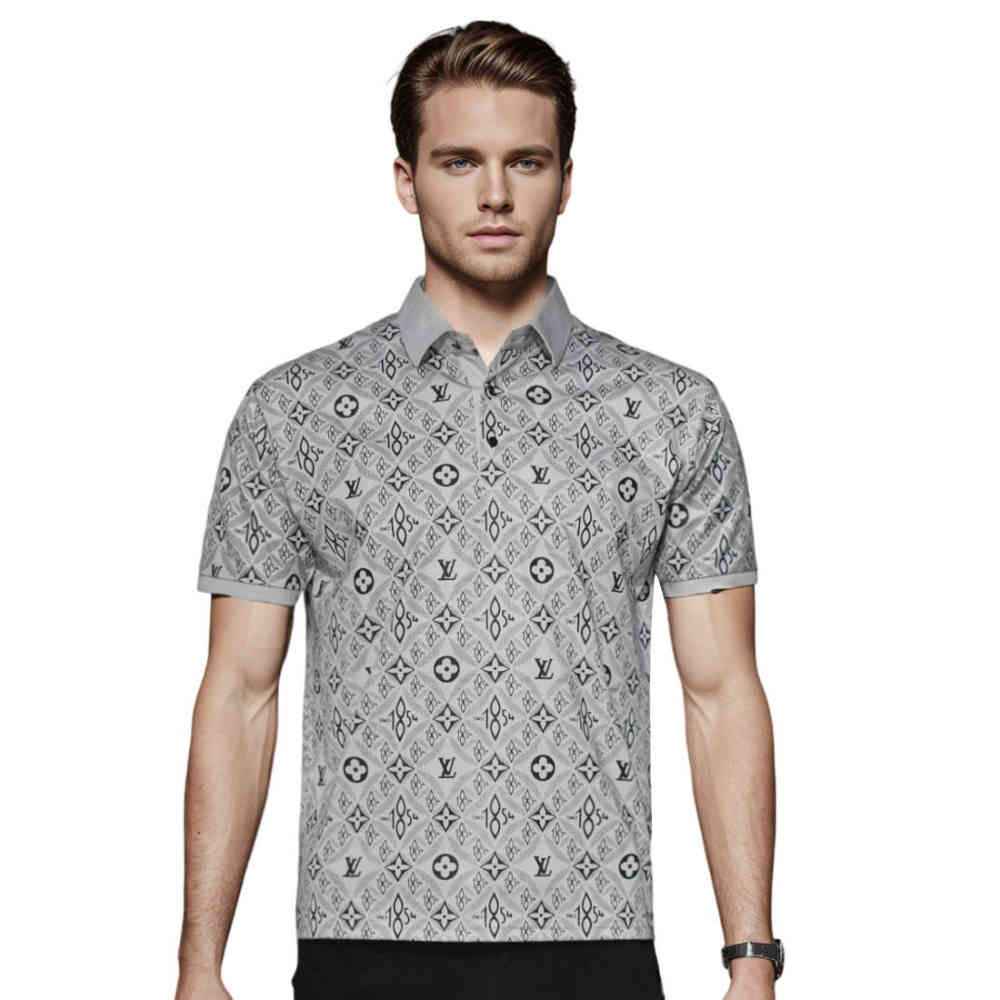Grey Louis Vuitton Blue Premium Quality T-shirt