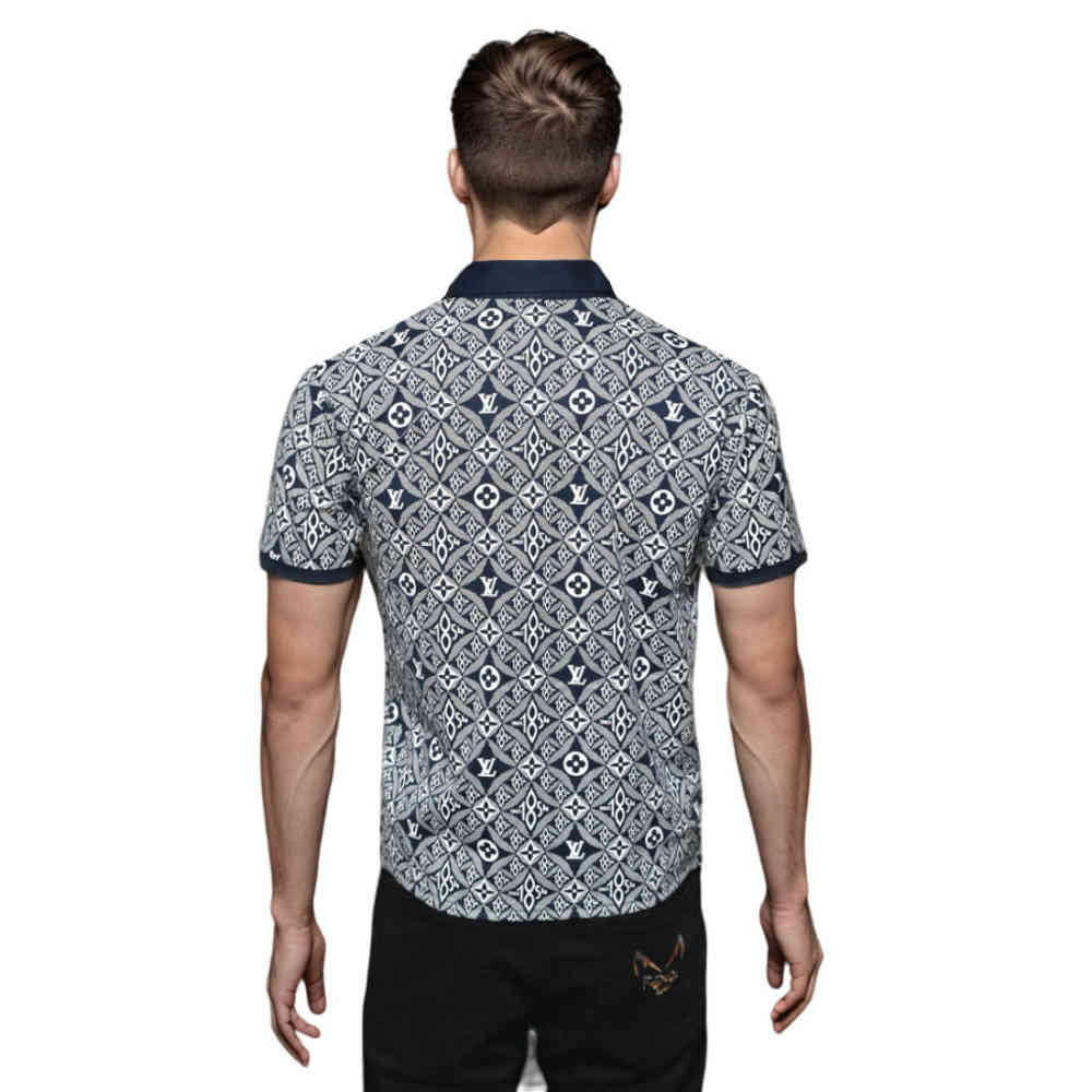 Louis Vuitton Blue Premium Quality T-shirt-1