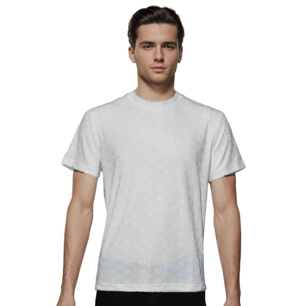 White Louis Vuitton Grey Premium Quality Half Sleeve T-shirt