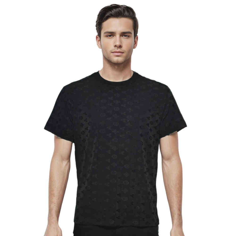 Black Louis Vuitton Grey Premium Quality Half Sleeve T-shirt