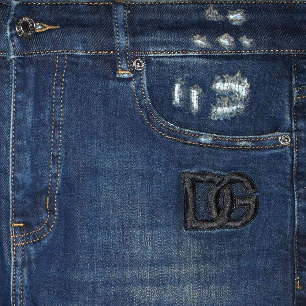 Dolce & Gabbana Dark Blue Ripped Premium Jeans-1