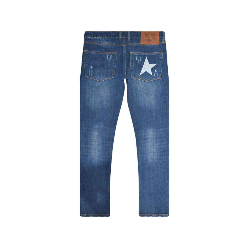 Golden Goose Pocket Printed Blue Ripped Denim Jeans-5