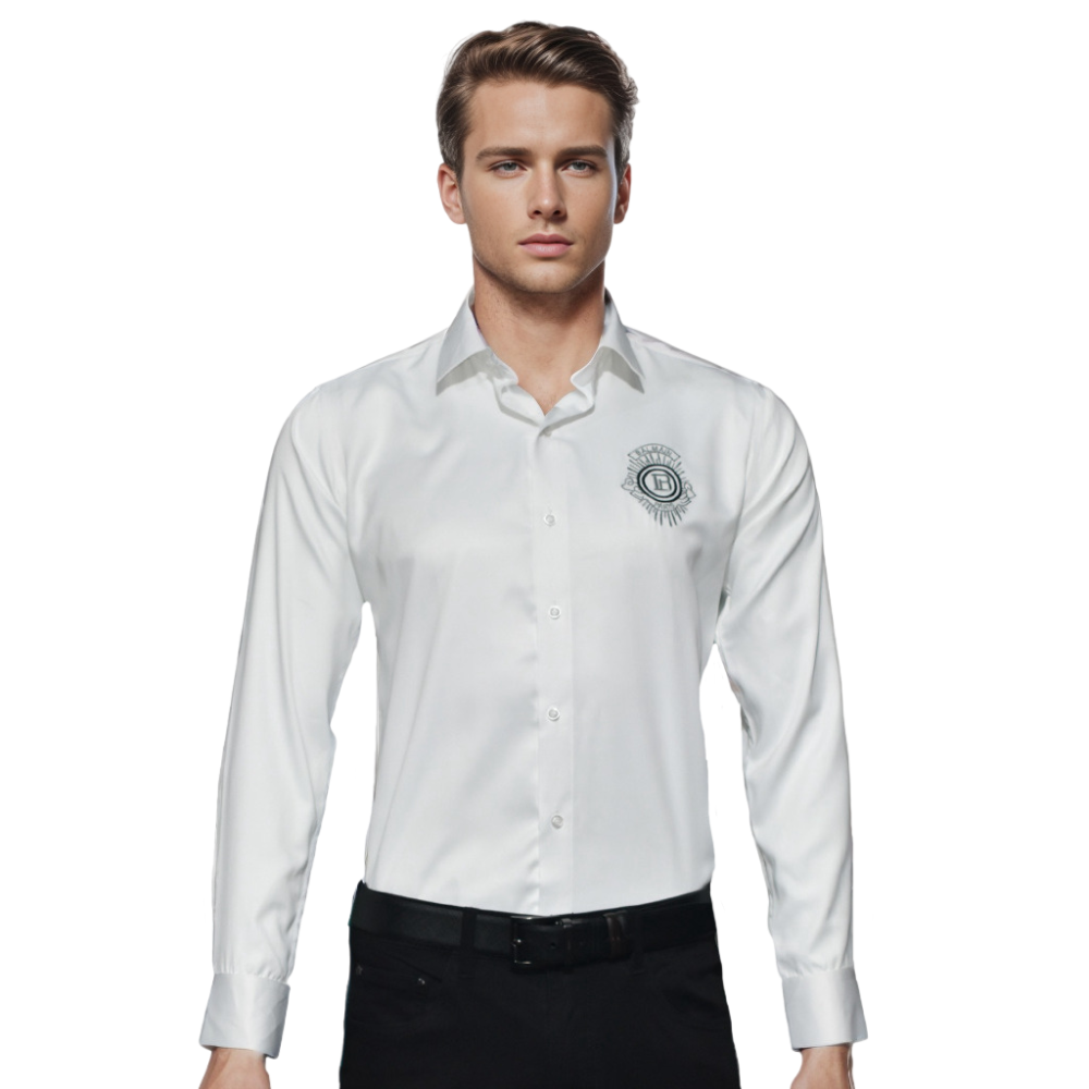 White Balmain Embroidered Black Premium Quality Shirt