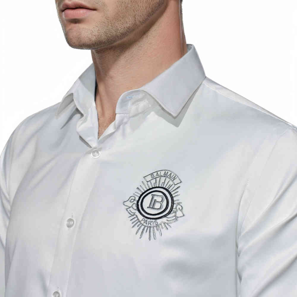 Balmain Embroidered White Premium Quality Shirt-2
