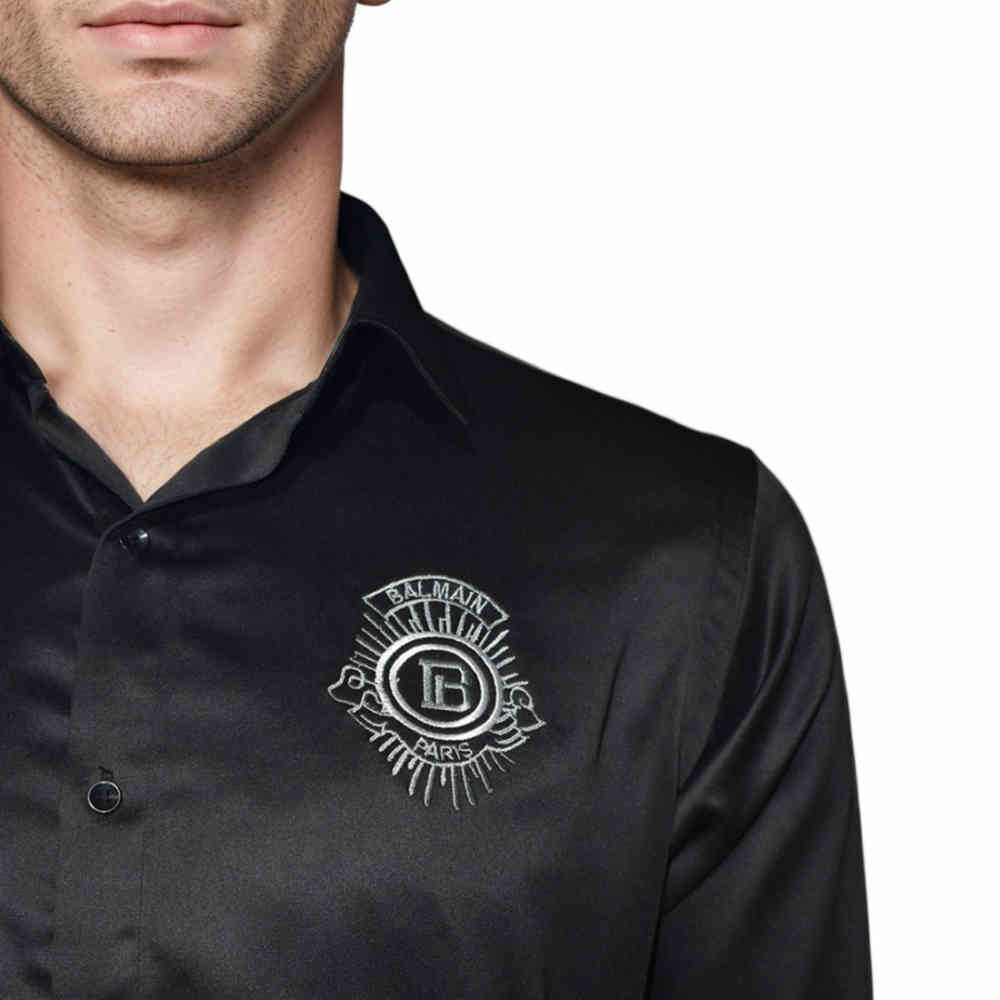 Balmain Embroidered Black Premium Quality Shirt-4
