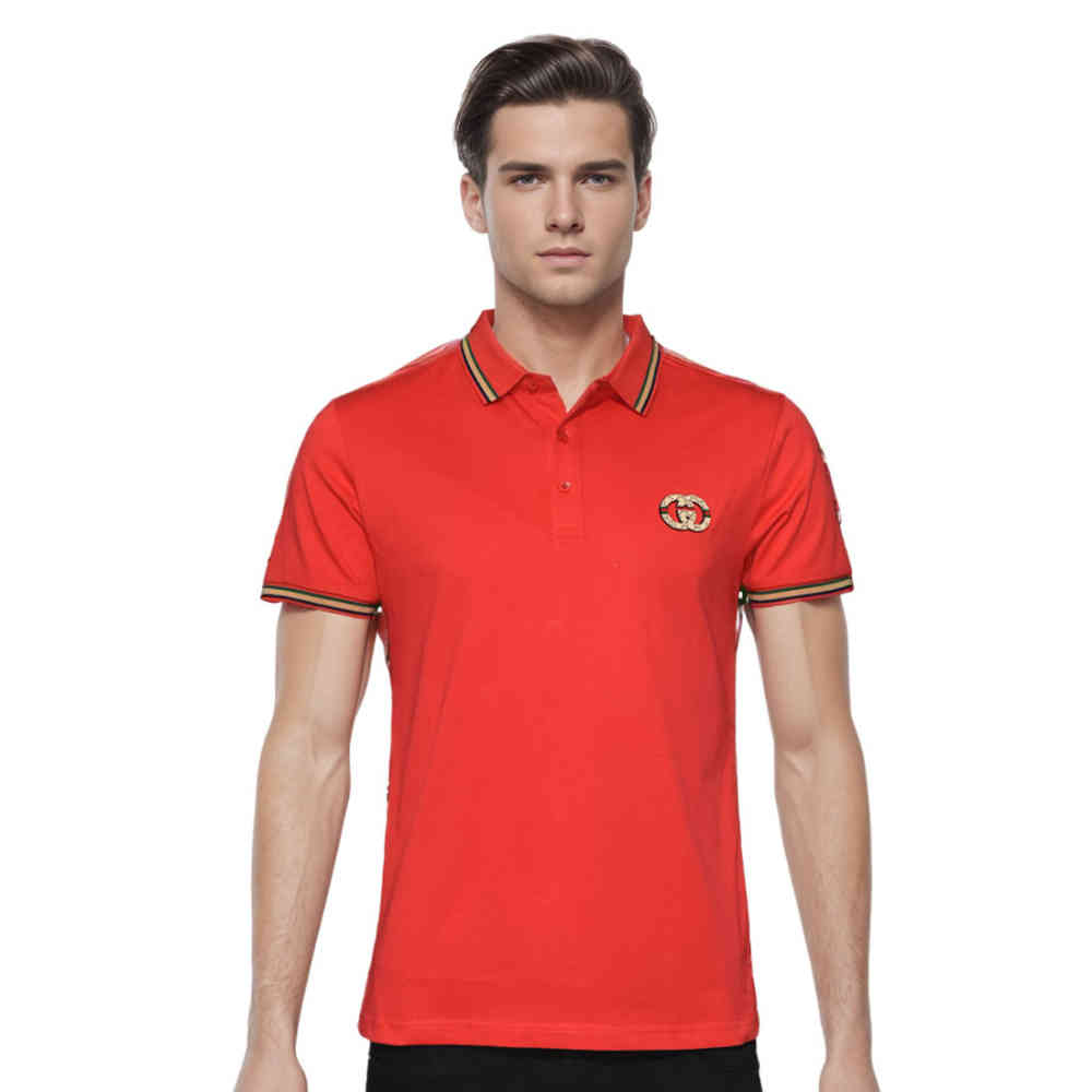 Red Gucci Embossed Logo Brown Premium Quality T-shirt