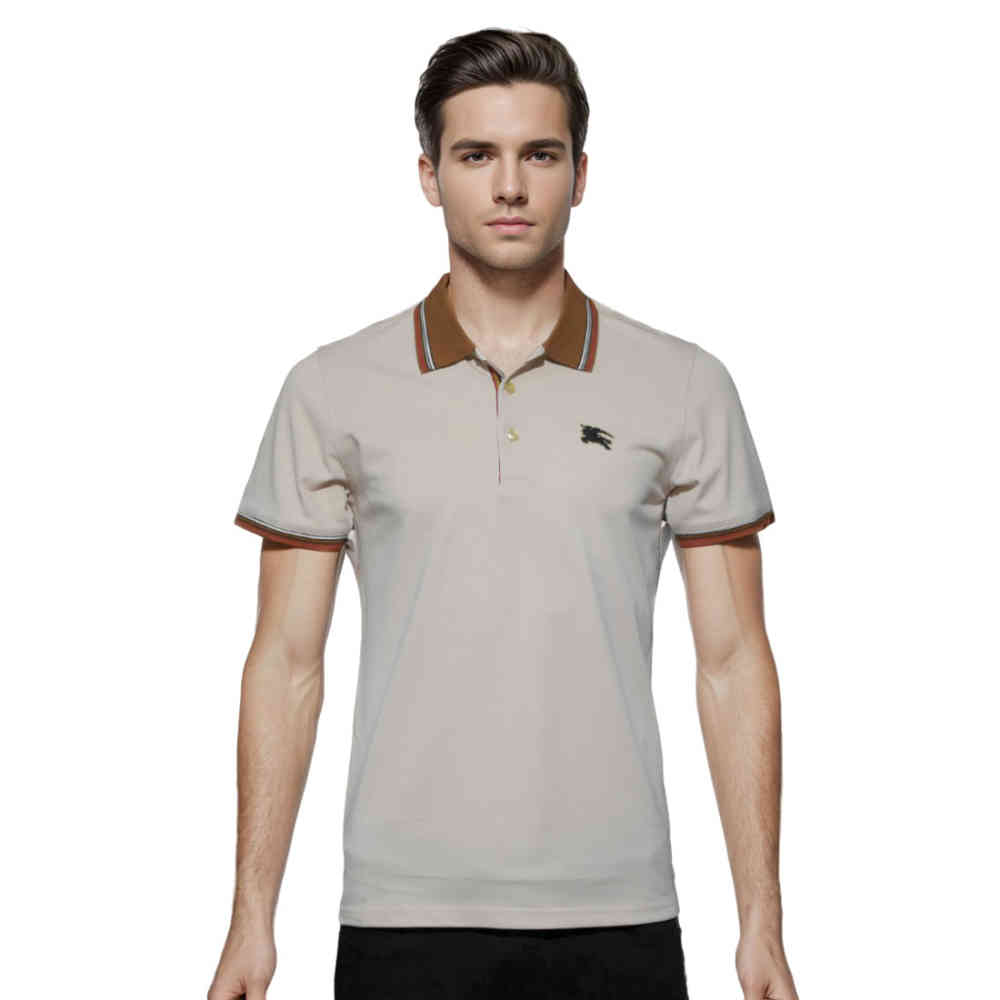 Cream Burberry Embossed Logo White Premium Quality T-shirt