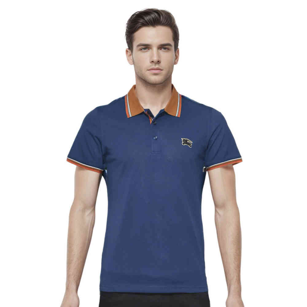 Burberry Embossed Logo Navy Blue Premium T-shirt-thumb-0